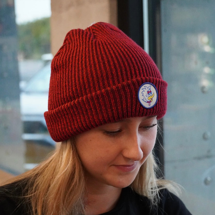 Bevvy Bird Patch Beanie - Red