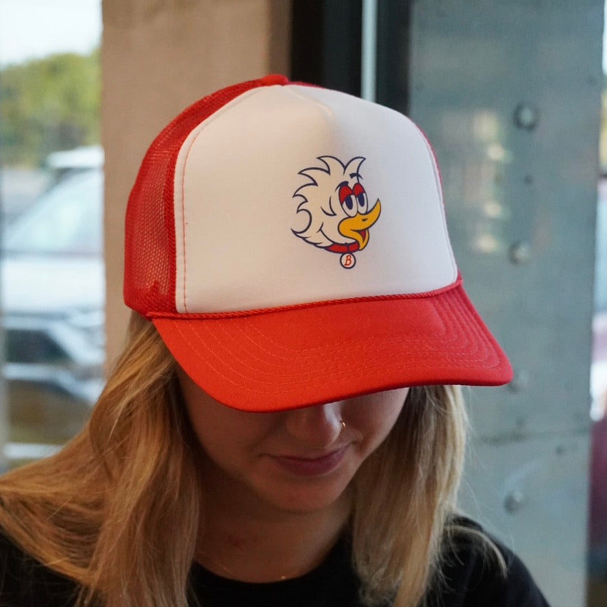 Bevvy Bird Trucker Hat - Red/White