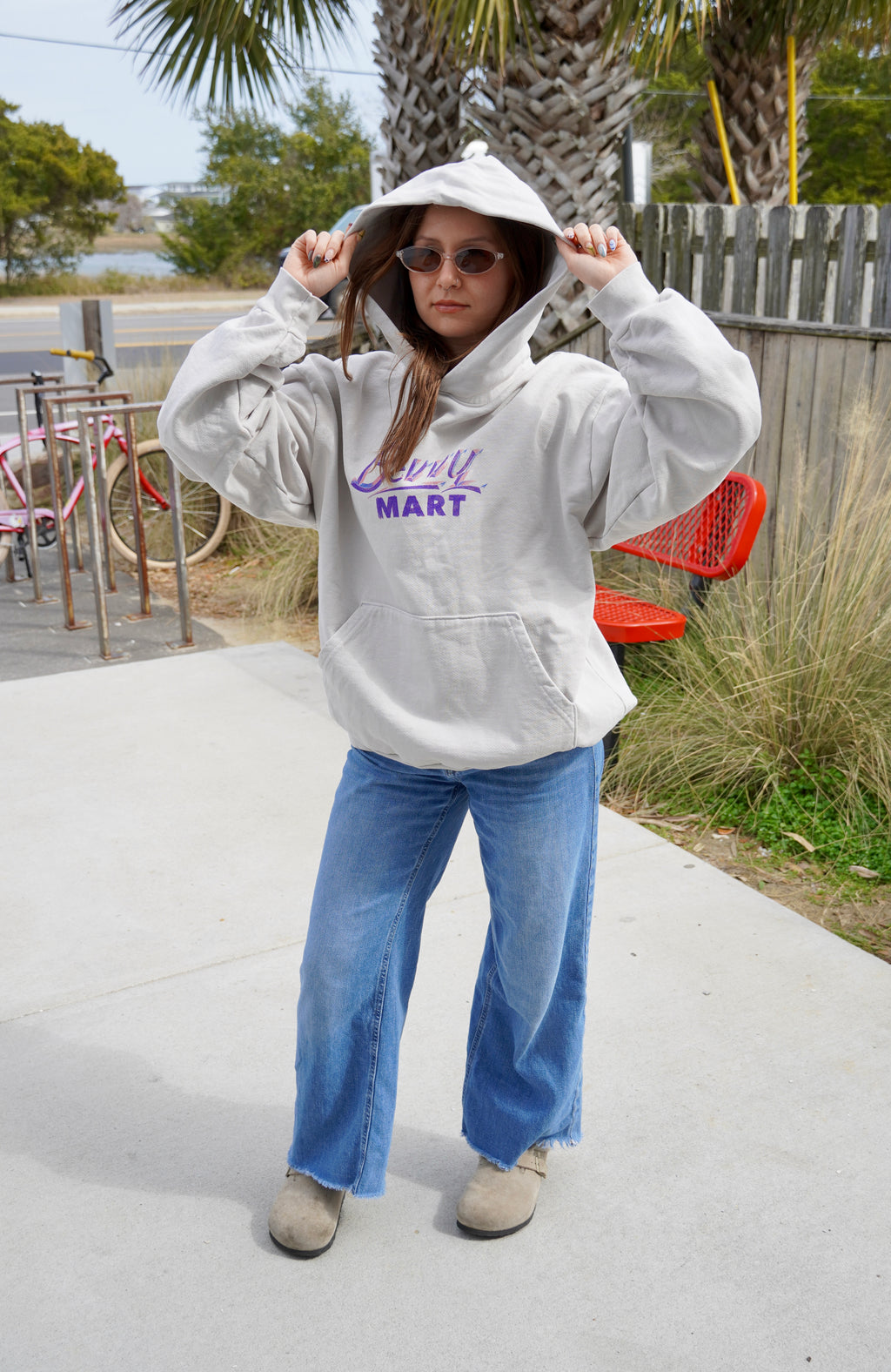 Bevvy Chrome Hoodie - Light Grey/Purple