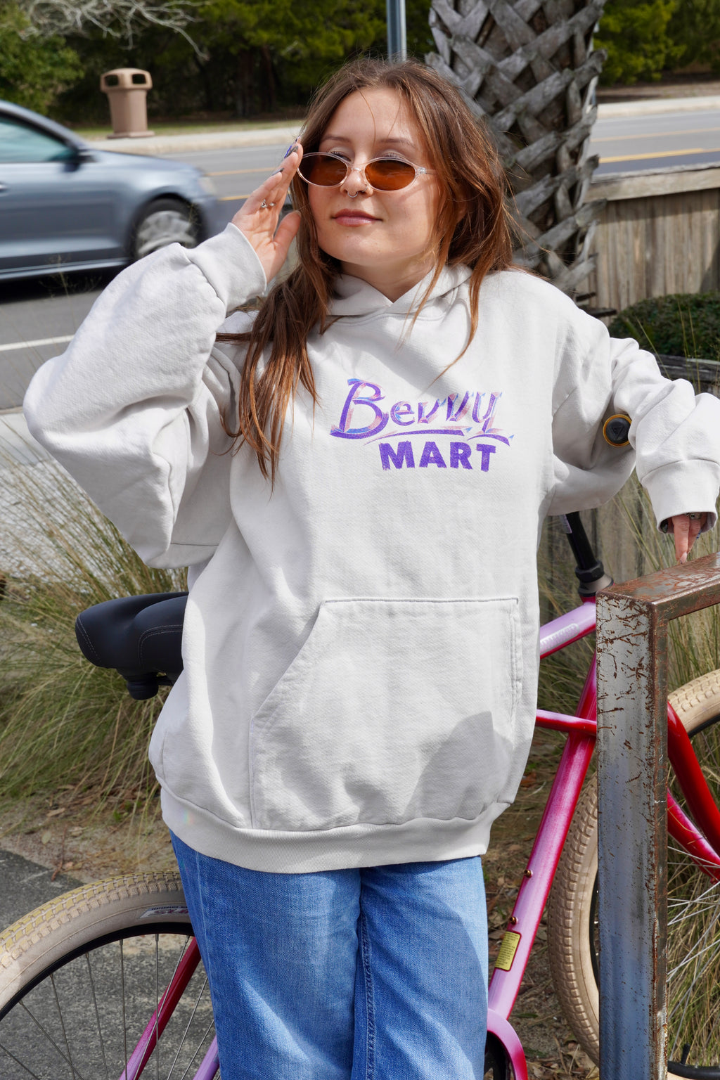 Bevvy Chrome Hoodie - Light Grey/Purple