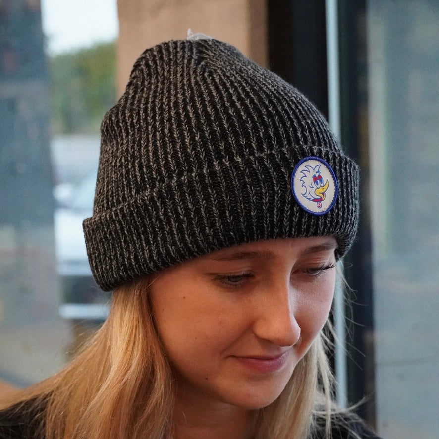 Bevvy Bird Patch Beanie - Charcoal